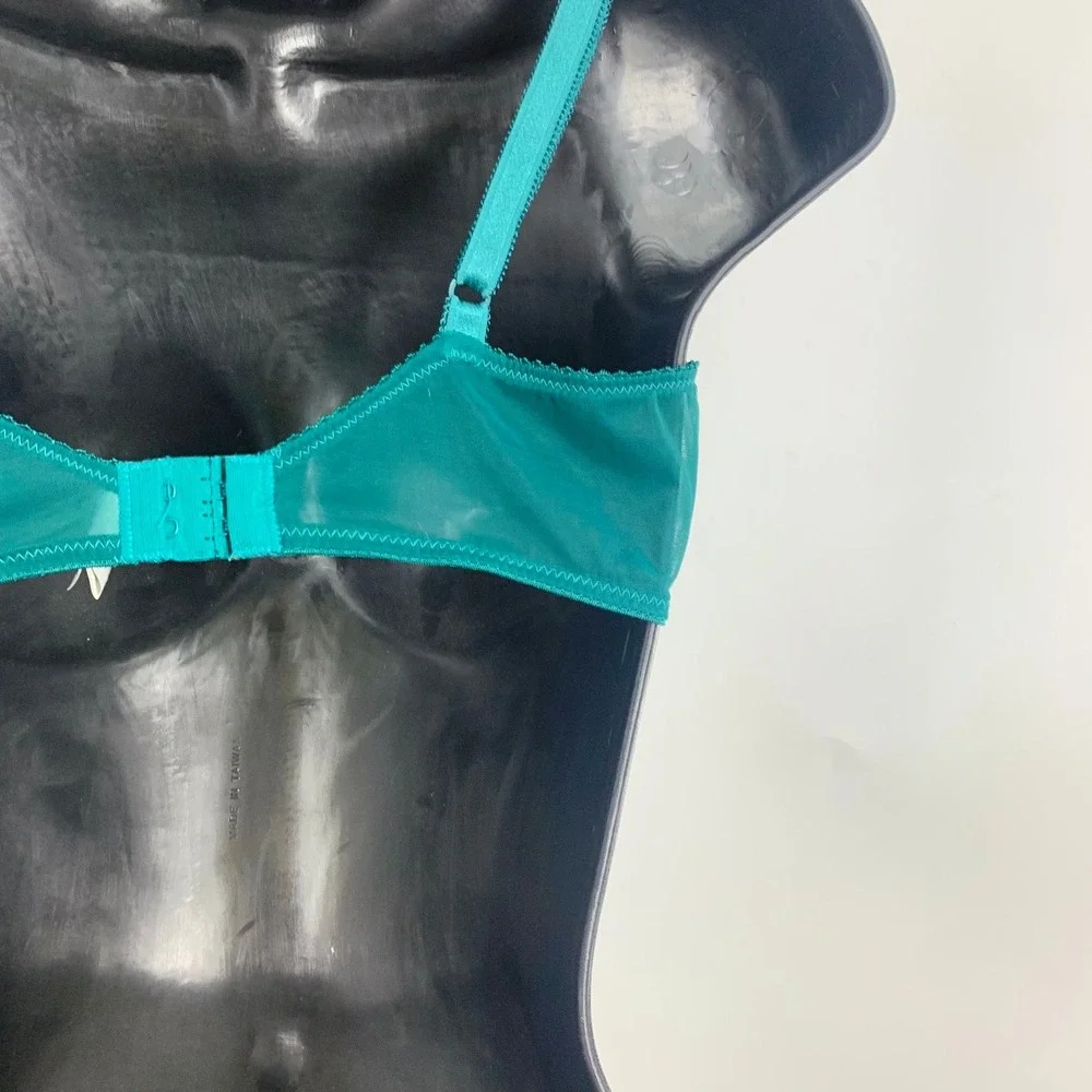 Oscar de la Renta Vintage Floral Lace Underwire Balconette Sheer Mesh Bra SZ 36B